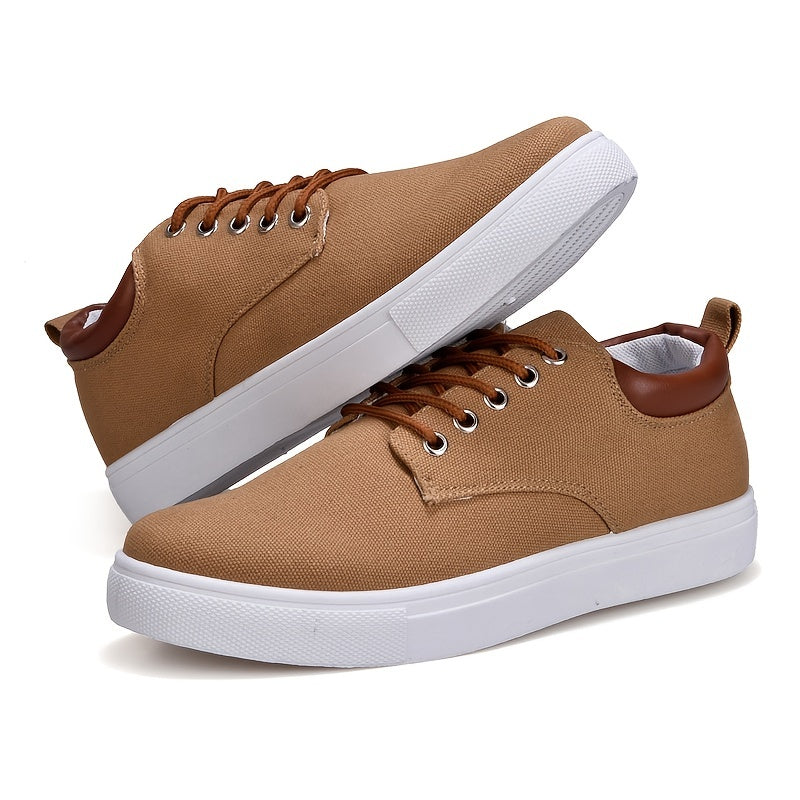 Fashion Canvas Lace-Up Skate Shoes, Comfortable Sneakers