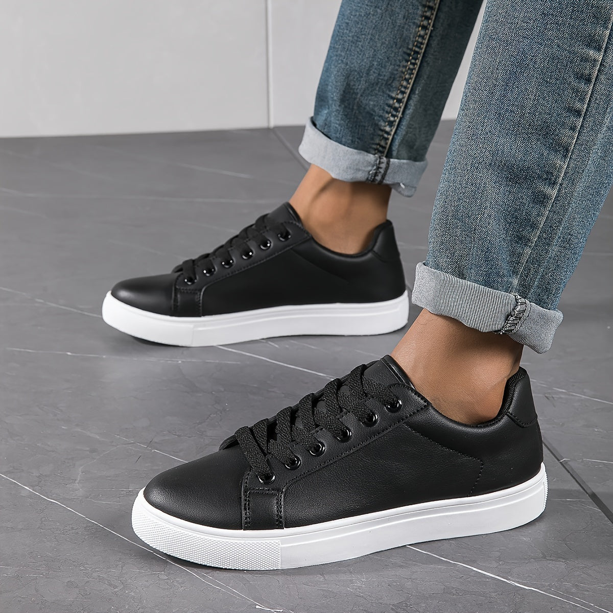PLUS SIZE Solid Skate Shoes, Comfy Casual Sneakers